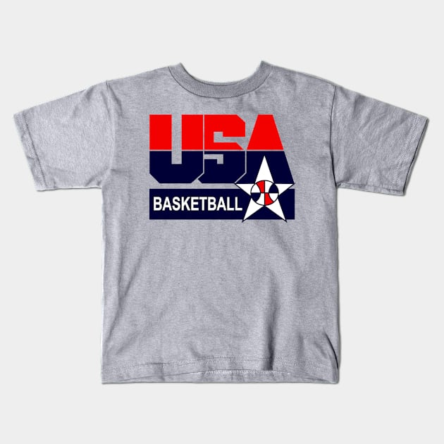 USA Bball America Basketball Kids T-Shirt by GIANTSTEPDESIGN